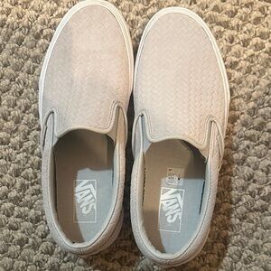 Vans Slip-On Sneakers in Light Tan Woven Upper